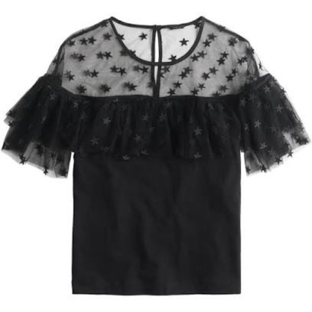 NWOT JCrew Star Ruffle Tulle Short Sleeve Shirt